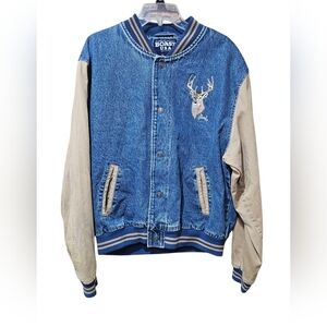 Vintage 90's‎ Denim Bomber Jacket By Boast USA Size Large